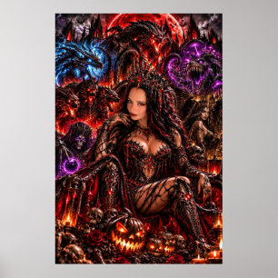 Demon Queen Halloween Dark Fantasy Art Poster