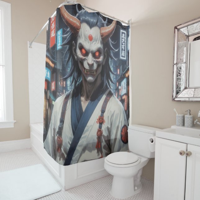Demon Samurai Shower Curtain (In Situ)