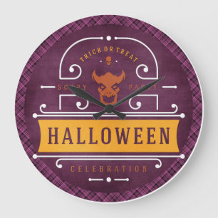 Demon Scary Halloween Party Large Clock