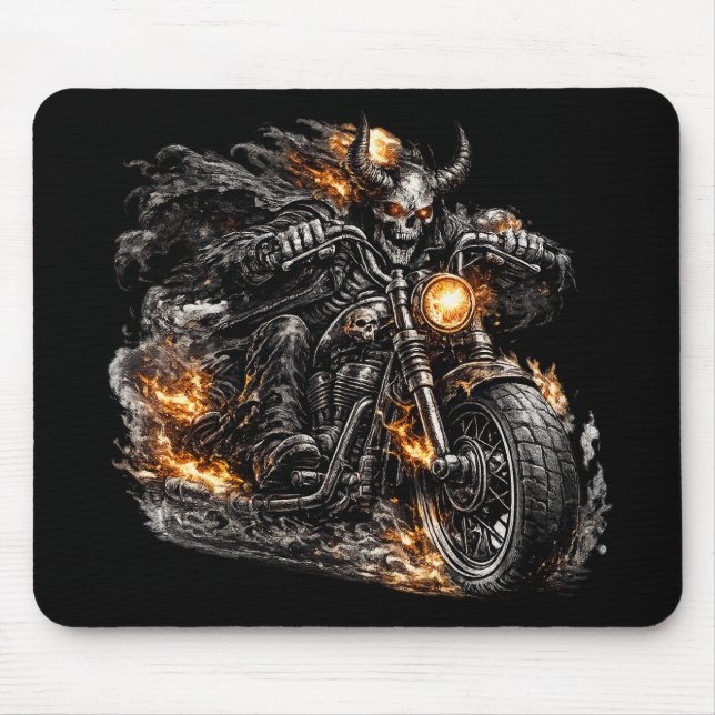 Demon Skull Biker Motorcycle Mouse Pad (Front)