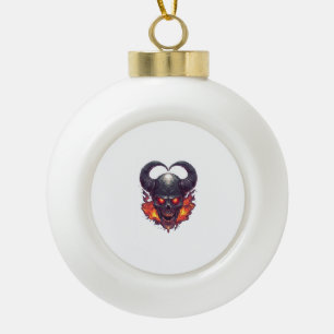 Demon Skull Firestorm Ceramic Ball Christmas Ornament