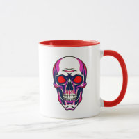 Demon skull with red eyes and neon colors.