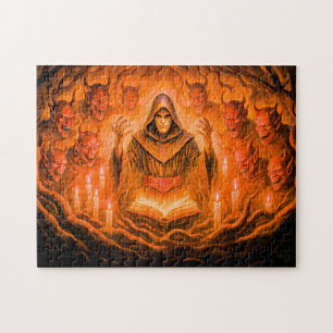 Demon summoner mage in oil painting jigsaw puzzle