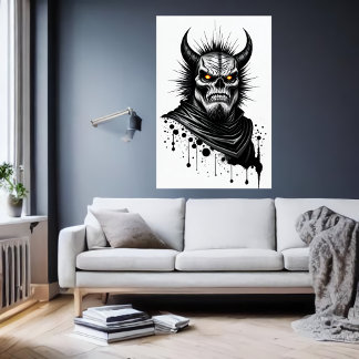 Demon the horn and yellow eyes | AI Art Poster