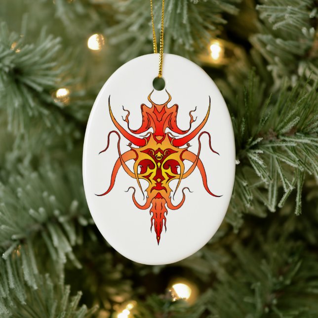 Demon Tribal Tattoo Design Ceramic Tree Decoration (Tree)