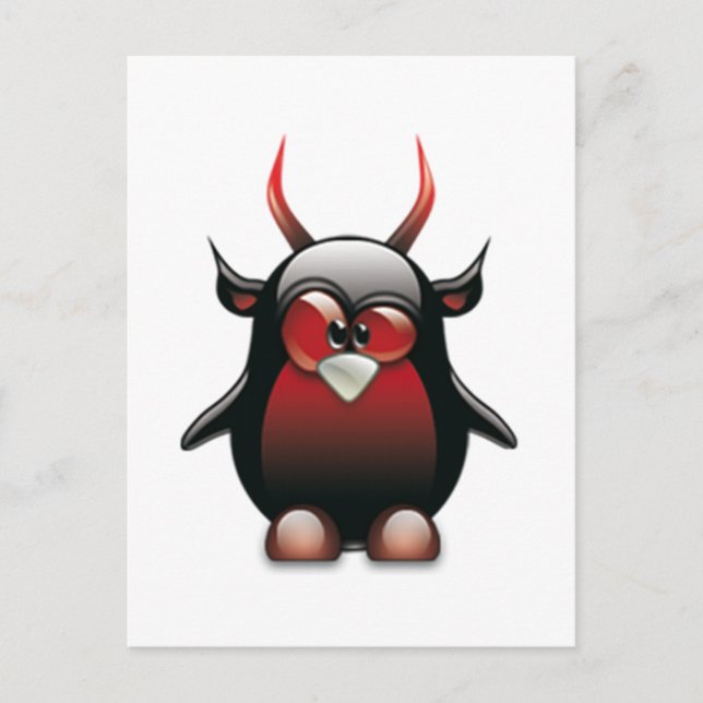 Demon Tux (Linux Tux) Postcard (Front)