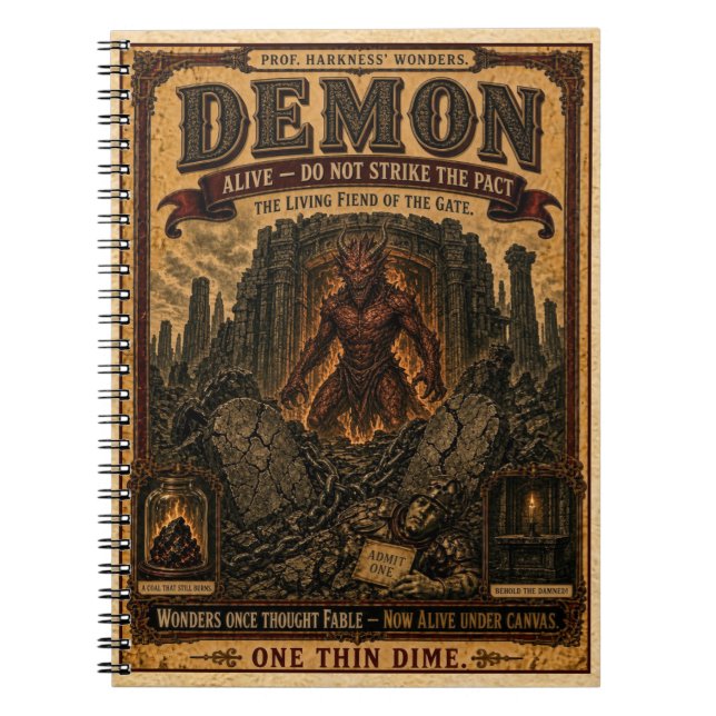 Demon, Vintage Circus Monster Notebook (Front)