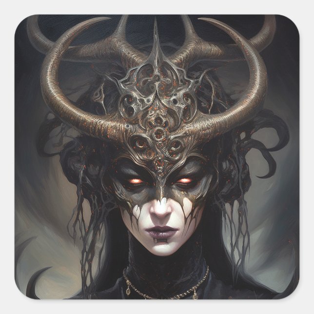 Demon Woman Queen Dark Fantasy Art Square Sticker (Front)