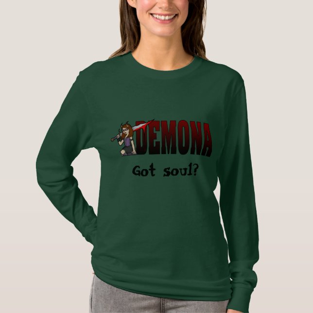 Demona Long Sleeve Army Black T-Shirt (Front)