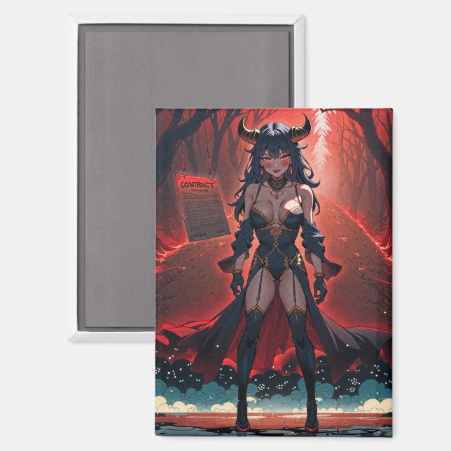 Demoness with Contact at Crossroads, Anime Demon Magnet (Front/Back)
