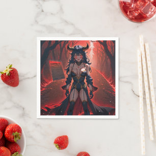 Demoness with Contact at Crossroads, Anime Demon Napkin