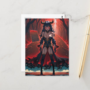 Demoness with Contact at Crossroads, Anime Demon Postcard
