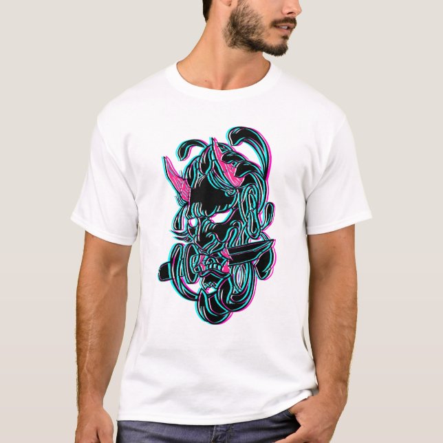 Demonic Fiend Cyber Goth Punk Aesthetic T-Shirt (Front)