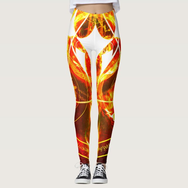 Demonic Hellfire Sigil of Chaos Infernal Red Leggings (Front)