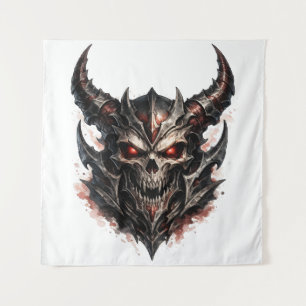 Demonic Skull with Horns Tapestry