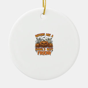 Demons Are Ghouls Friend Pumpkins Mummy Ghost Bats Ceramic Tree Decoration
