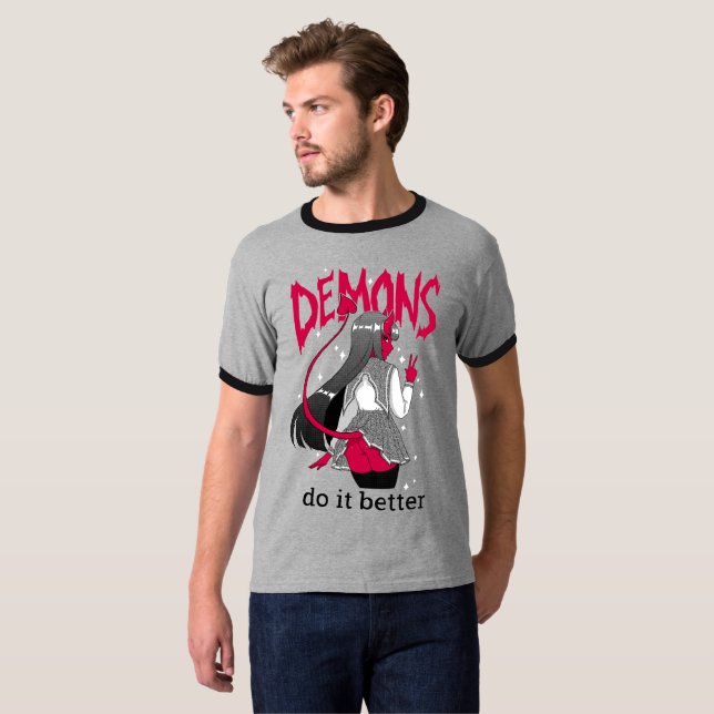 demons do it better Dark Ringer T Shirt (Front Full)