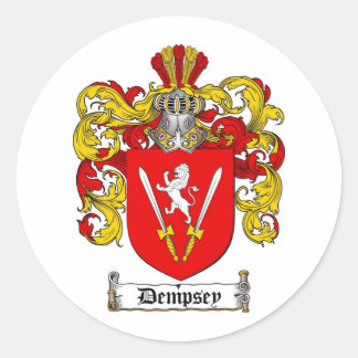 DEMPSEY FAMILY CREST -  DEMPSEY COAT OF ARMS CLASSIC ROUND STICKER