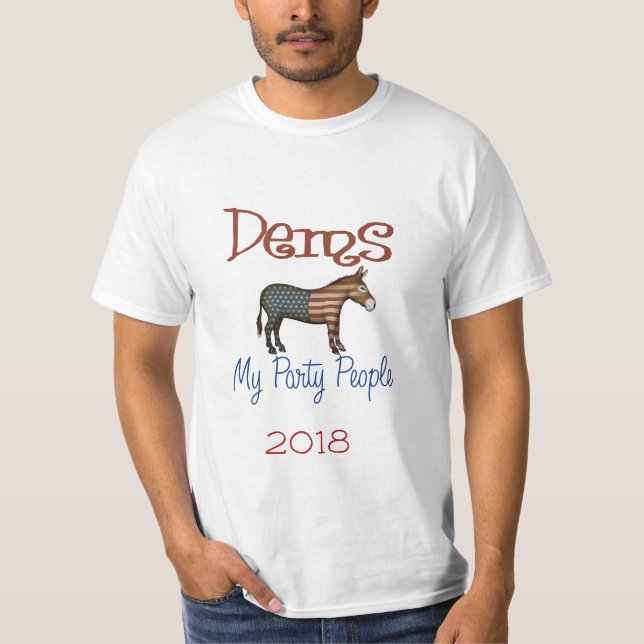 DEMS My Party Patriotic Donkey Design T-Shirt (Front)