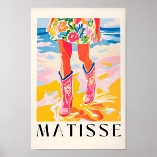 Demure Coastal Cowgirl Print, Beachy Decor, Pink D Poster