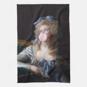 Demure with Pink Bubble Gum Tea Towel