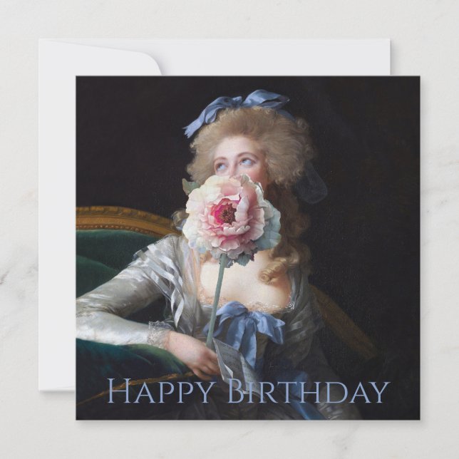 Demure with Pink Peony Happy Birthday Card (Front)