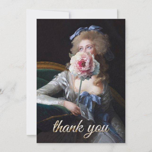 Demure with Pink Peony Thank You Card (Front)