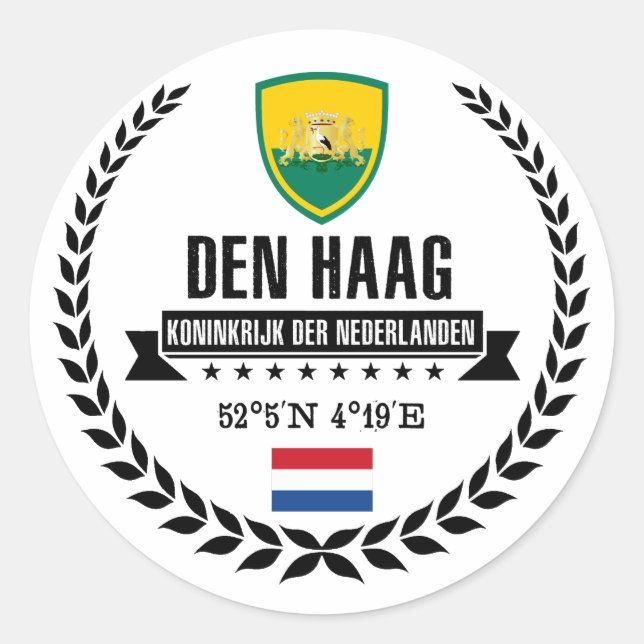 Den Haag Classic Round Sticker (Front)
