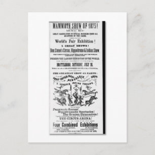 Den Stone's Circus, Menagerie & Indian Show Ad Postcard