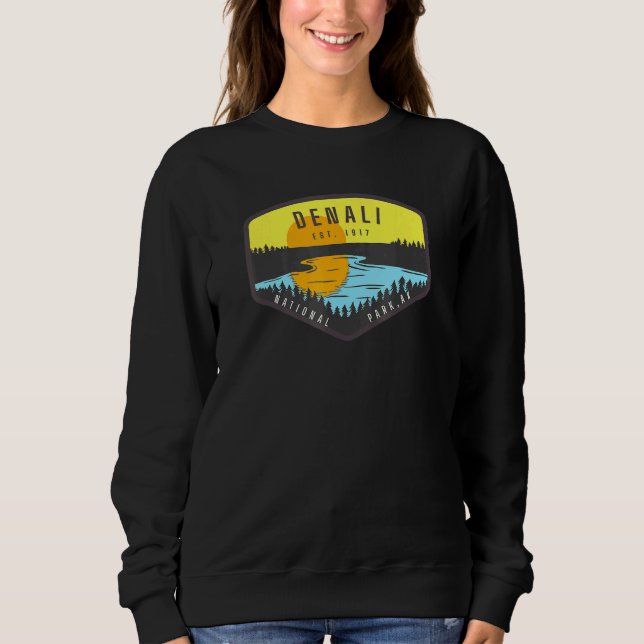Denali Alaska Park Sunset Trees Sweatshirt (Front)