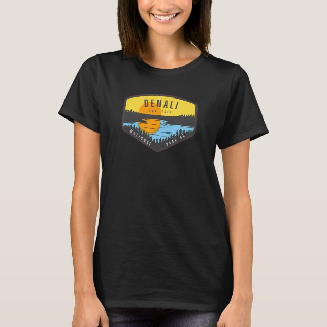 Denali Alaska Park Sunset Trees T-Shirt (Front)