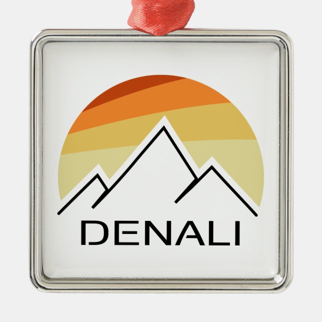 Denali Alaska Retro Metal Tree Decoration (Front)