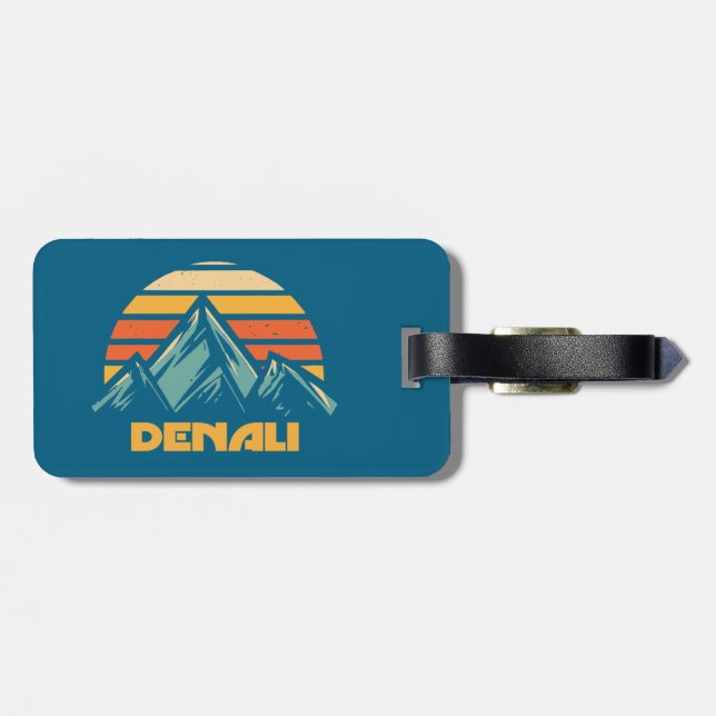 Denali Alaska Retro Turquoise Luggage Tag (Back Horizontal)