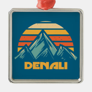 Denali Alaska Retro Turquoise Metal Tree Decoration