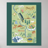 Denali Borough Map Poster