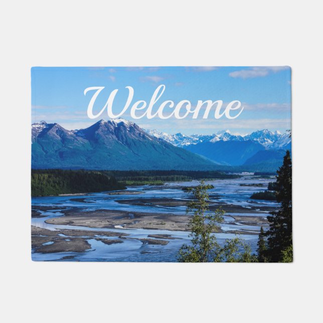 Denali Mountain Range Welcome Doormat (Front)