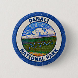 Denali National Park, Alaska 6 Cm Round Badge