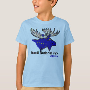 Denali National Park Alaska flag elk boys tee