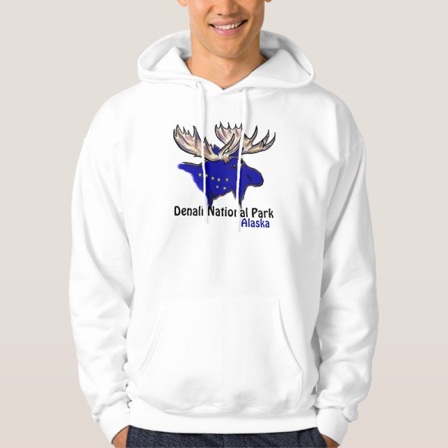 Denali National Park Alaska flag elk guys hoodie (Front)