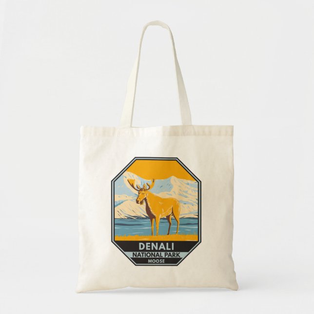 Denali National Park Alaska Moose Vintage Tote Bag (Front)