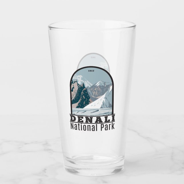 Denali National Park Alaska Mount Hunter Vintage Glass (Front)