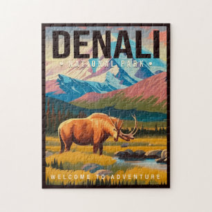 Denali National Park Alaska Mountain landscape Ski Jigsaw Puzzle