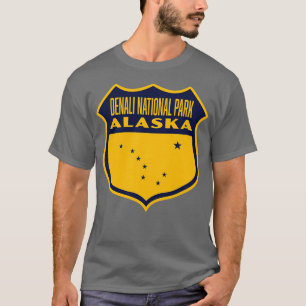 Denali National Park Alaska Retro Shield Blue T-Shirt