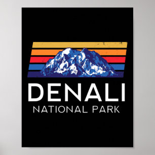 Denali National Park Alaska Retro Vintage Hiking C Poster