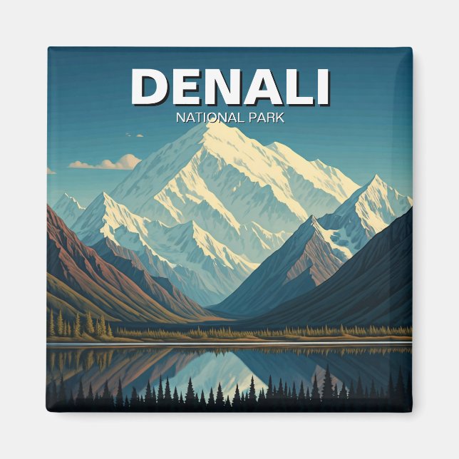 Denali National Park Alaska Travel Magnet (Front)