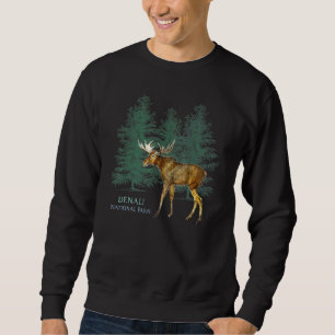 Denali National Park Alaska Usa Moose Trees Sweatshirt