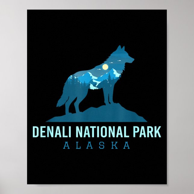Denali national park alaska wolf mountain poster (Front)