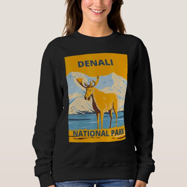Denali National Park and Preserve Alaska Elk Souve Sweatshirt (Front)