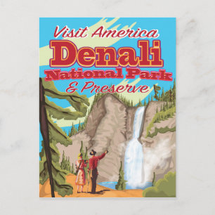 Denali National Park and Preserve Travel Poster Postcard