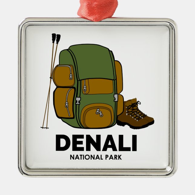 Denali National Park Backpack Metal Tree Decoration (Front)